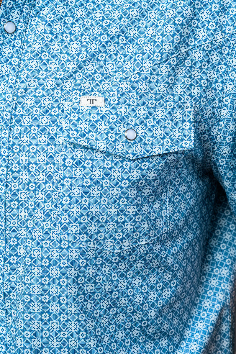 Ferrell Diamond Print Short Sleeve Snap Shirt