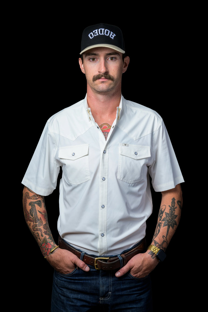 Ferrell CORE - Men's White Short Sleeve Snap Shirt