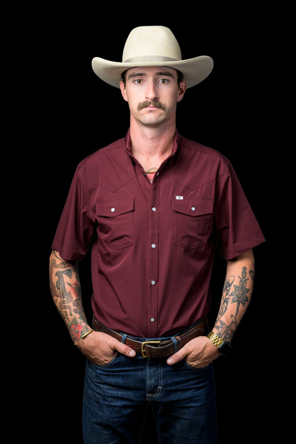 Ferrell CORE - Men's Maroon Short Sleeve Snap Shirt