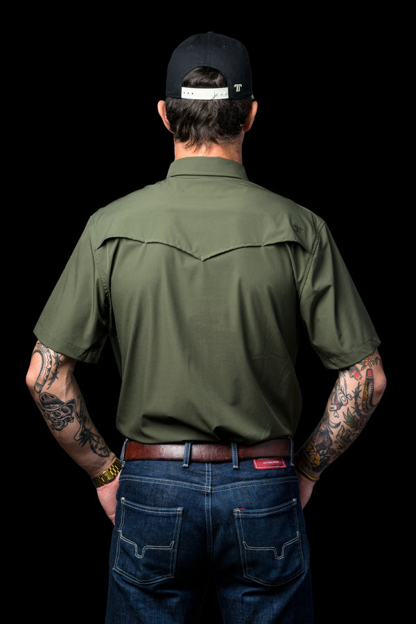 Ferrell CORE - Men's Olive Green Short Sleeve Snap Shirt