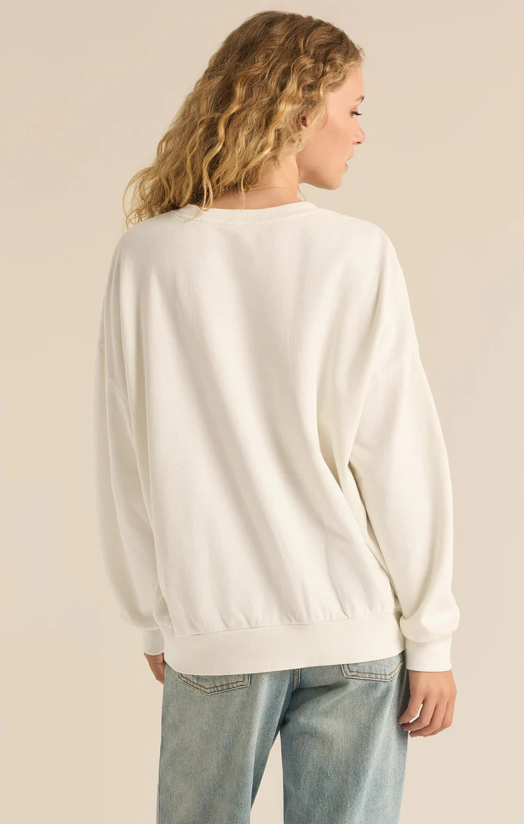 Z Supply Holly Crewneck Embroidered Sweatshirt