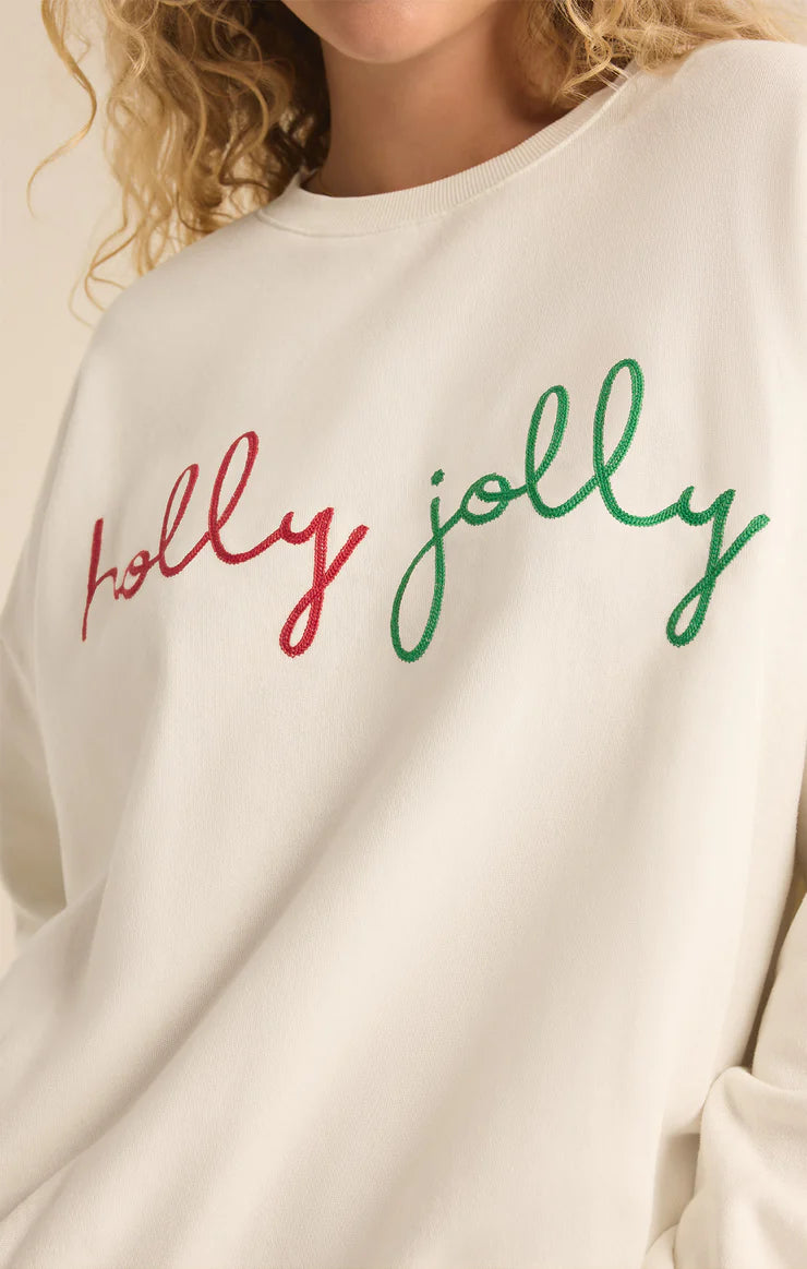 Z Supply Holly Crewneck Embroidered Sweatshirt