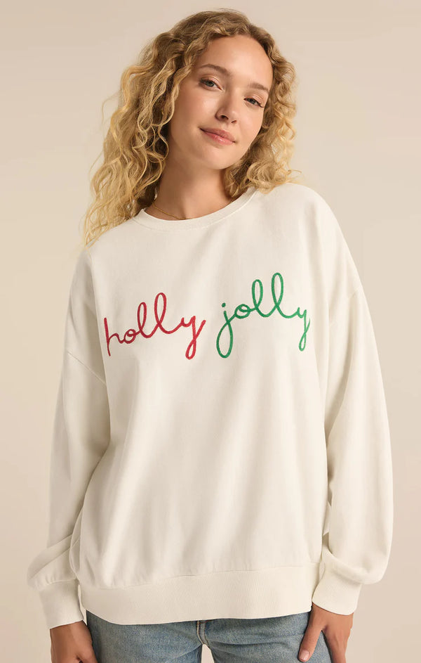 Z Supply Holly Crewneck Embroidered Sweatshirt