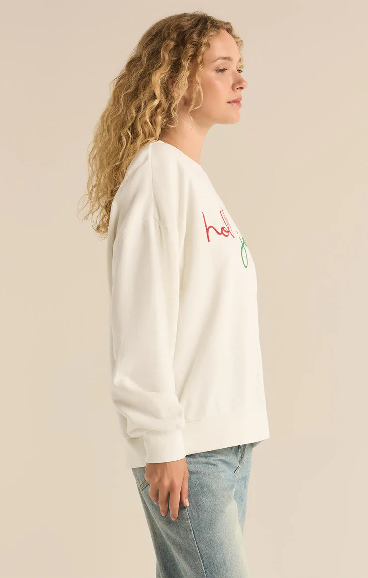 Z Supply Holly Crewneck Embroidered Sweatshirt