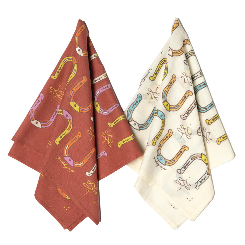 Two patterned napkins on a white background