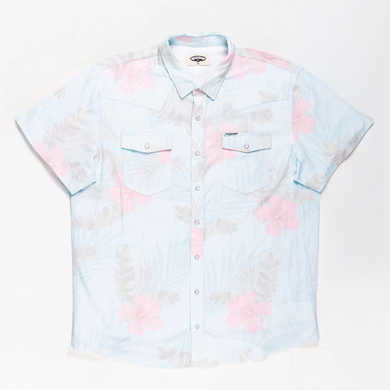 Stockyards Supply Co. "Island Time" Hawaiian Linen Pearl Snap Shirt