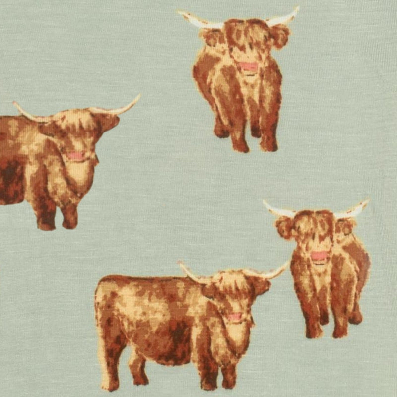 Milkbarn Highland Cow Bamboo Long Sleeve One Piece 12-18 Month