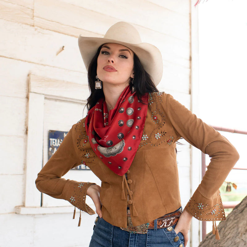 HOWDY RED LONG AND TALL 35X35 SCARF