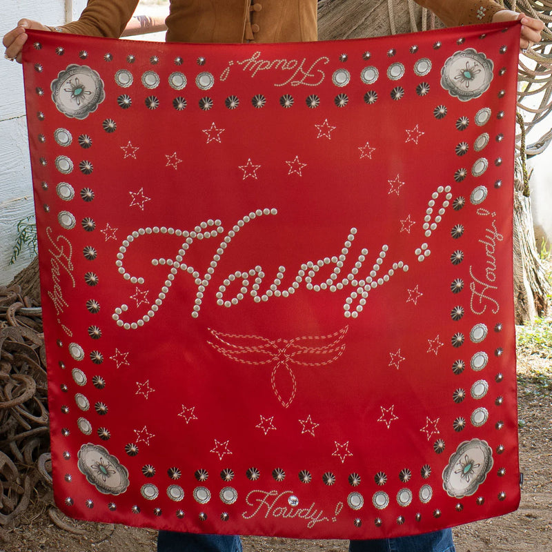 HOWDY RED LONG AND TALL 35X35 SCARF