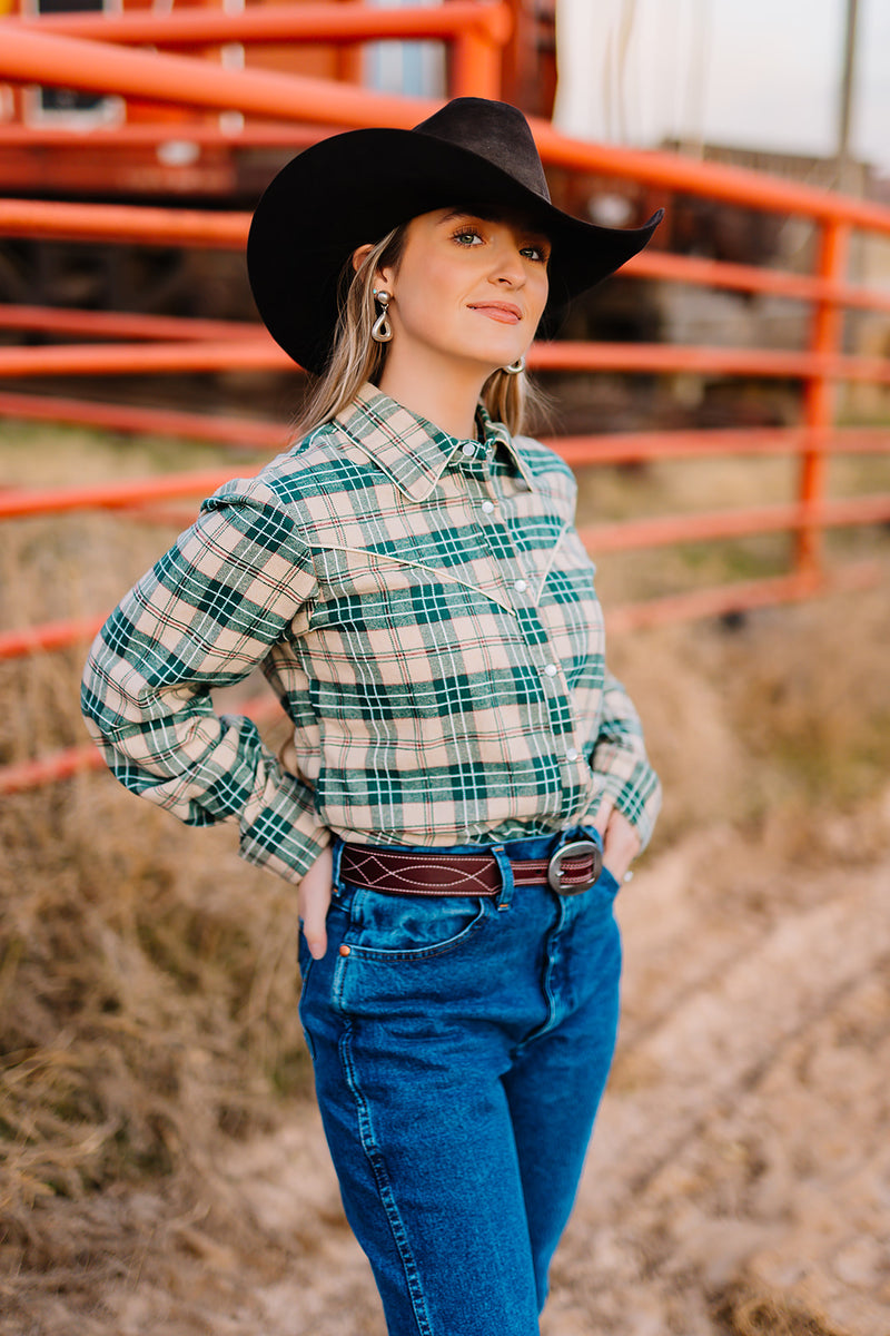 Howdy Hanny Flannel Pattern Pearl Snap Shirt