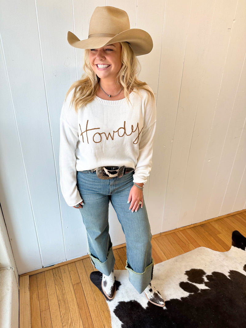 HOWDY EMBROIDERED SWEATER
