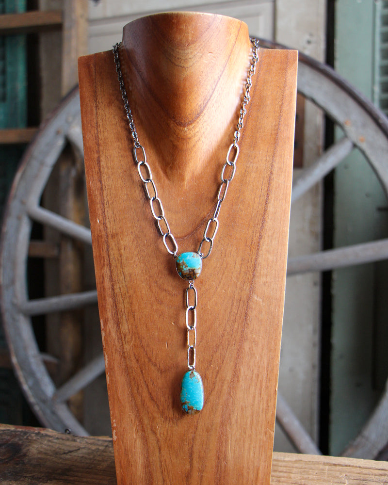 The Winged Heart Turquoise Lariat Necklace 