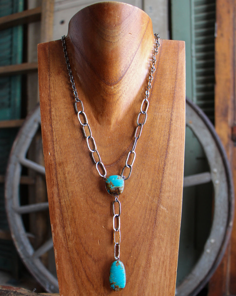 The Winged Heart Turquoise Lariat Necklace 