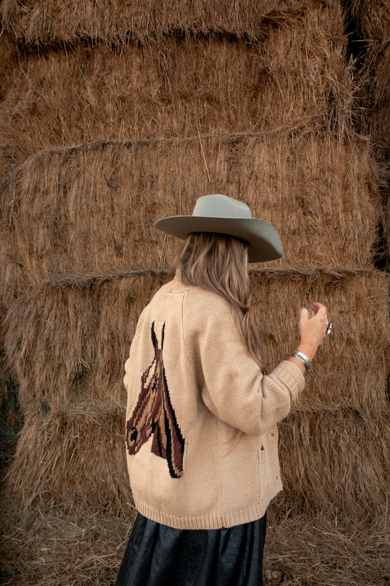 PINK PINEAPPLE VARSITY CHUNKY HORSE CARDIGAN 