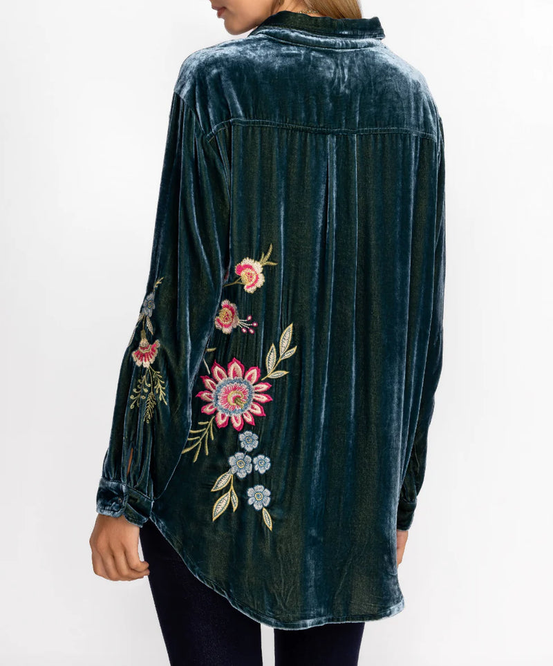 JOHNNY WAS JULIANNA VELVET OVERSIZED BLOUSE