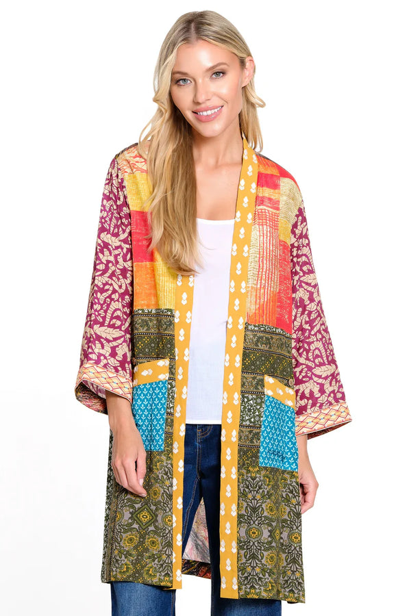 John Mark Long Embroidered Kimono - Multi