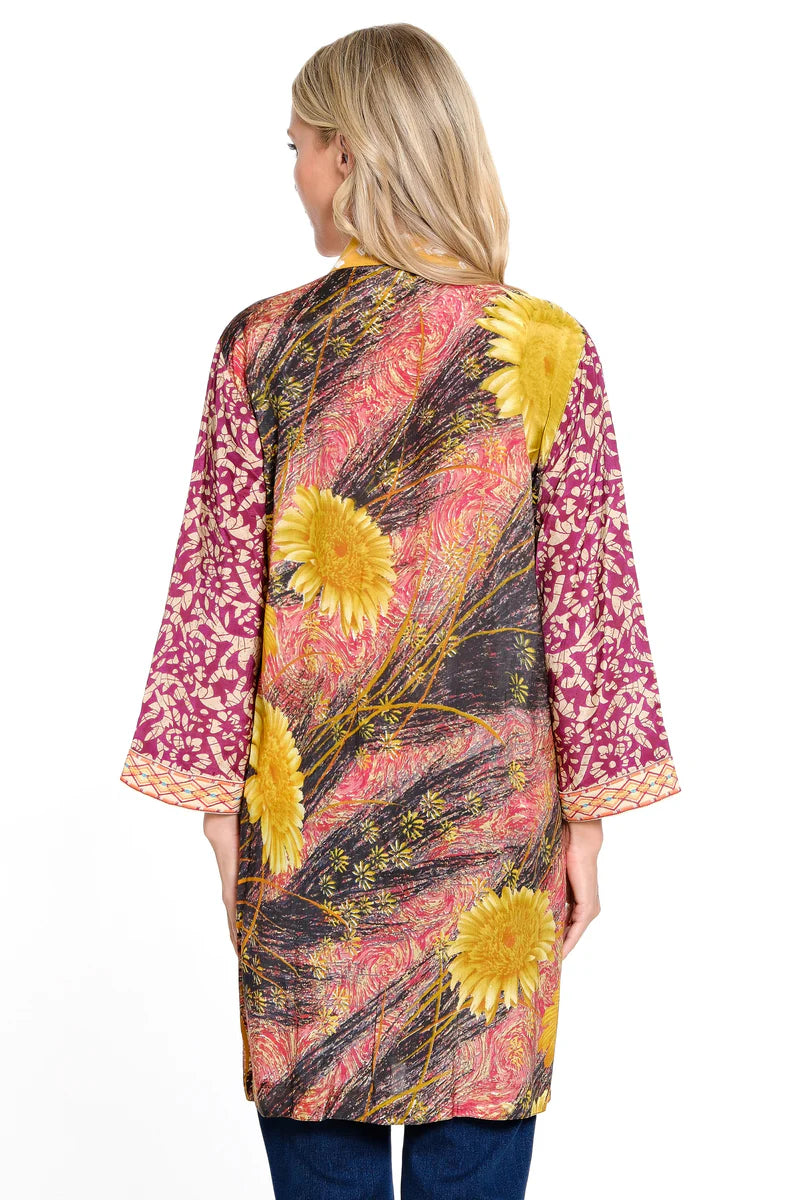 John Mark Long Embroidered Kimono - Multi