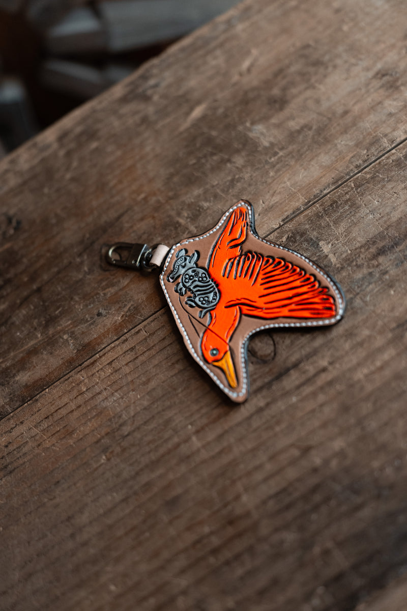 JRW Leather Orange Goose Armadillo Bag Charm 