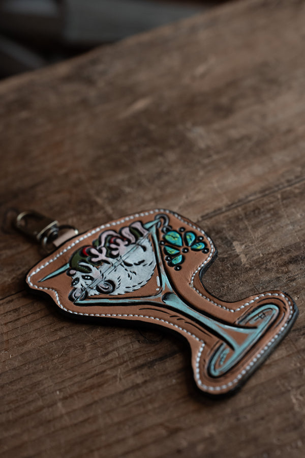 JRW Leather Possum Martini Glass Bag Charm 