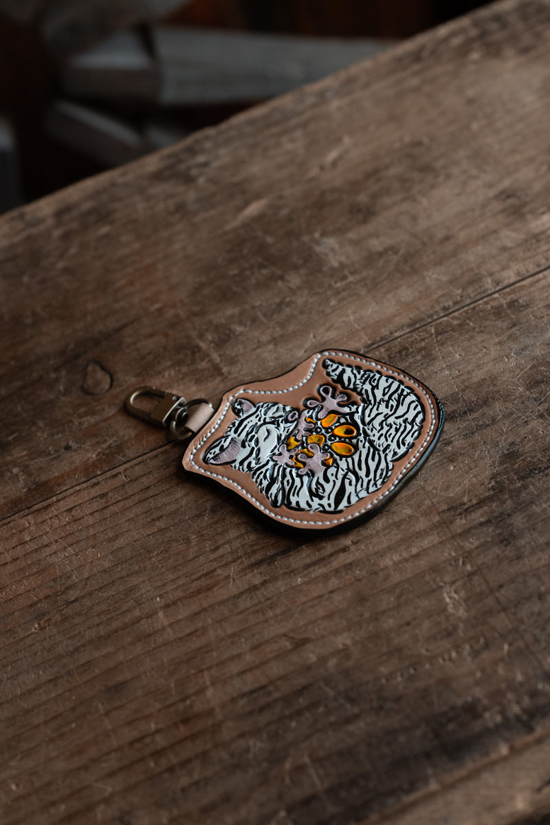 JRW Leather Zebra Raccoon Bag Charm 