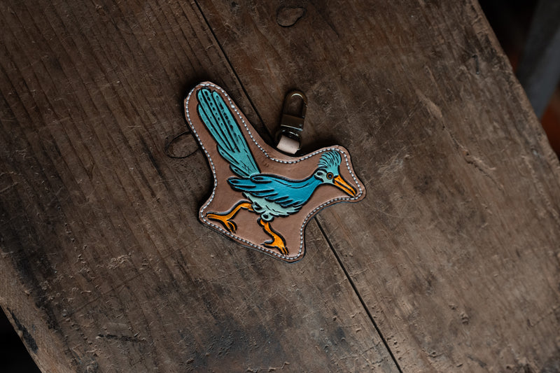 JRW Leather Turquoise Roadrunner Bag Charm 