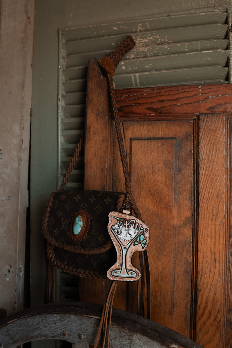 JRW Leather Possum Martini Glass Bag Charm 