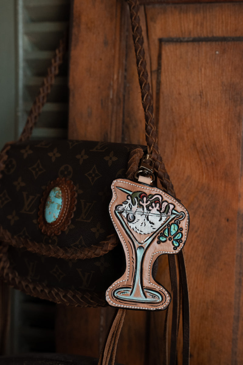 JRW Leather Possum Martini Glass Bag Charm 