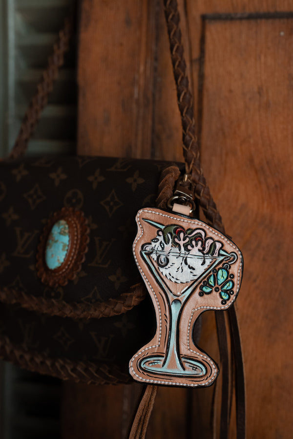 JRW Leather Possum Martini Glass Bag Charm 