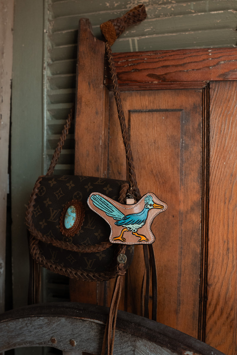 JRW Leather Turquoise Roadrunner Bag Charm 