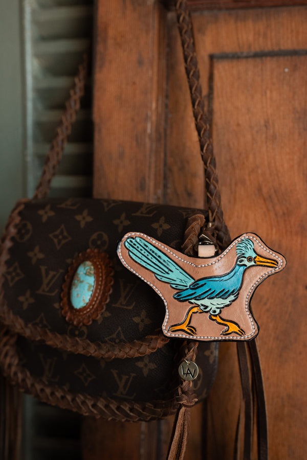 JRW Leather Turquoise Roadrunner Bag Charm 