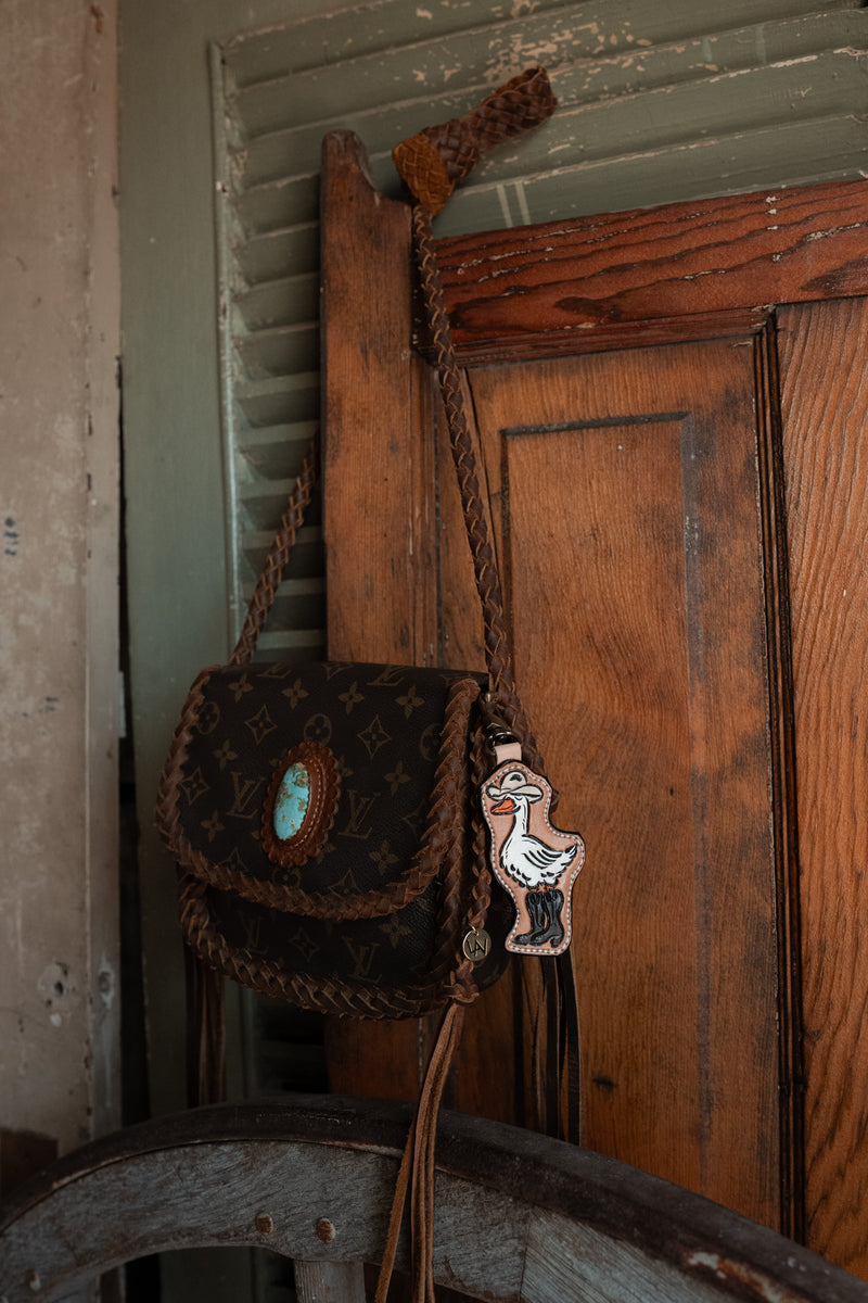 JRW Leather Goose Black Boots Light Hat Bag Charm