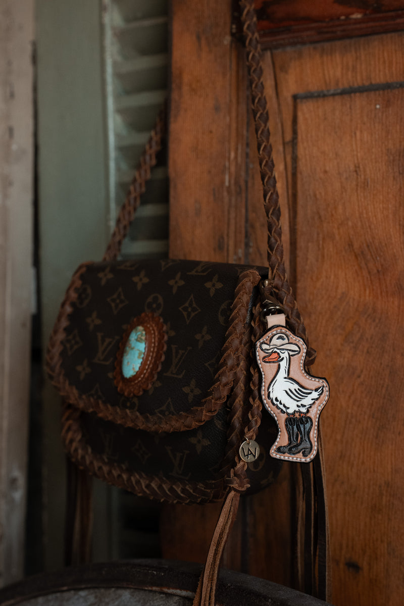 JRW Leather Goose Black Boots Light Hat Bag Charm