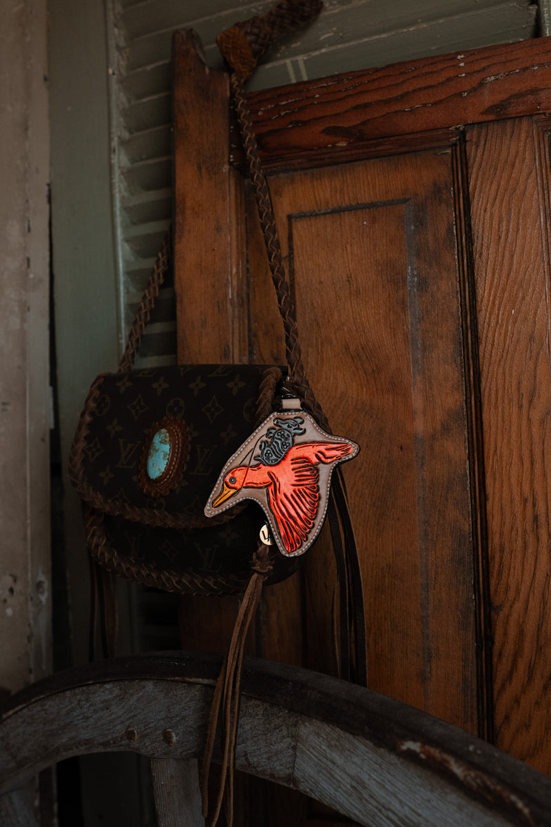 JRW Leather Orange Goose Armadillo Bag Charm 
