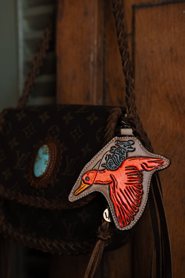 JRW Leather Orange Goose Armadillo Bag Charm 