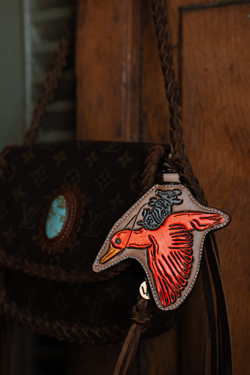 JRW Leather Orange Goose Armadillo Bag Charm 