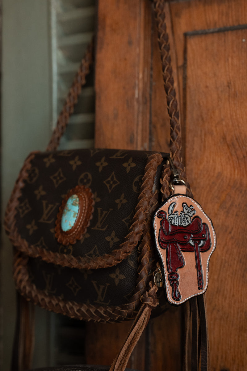 JRW Leather Brown Saddle Armadillo Bag Charm