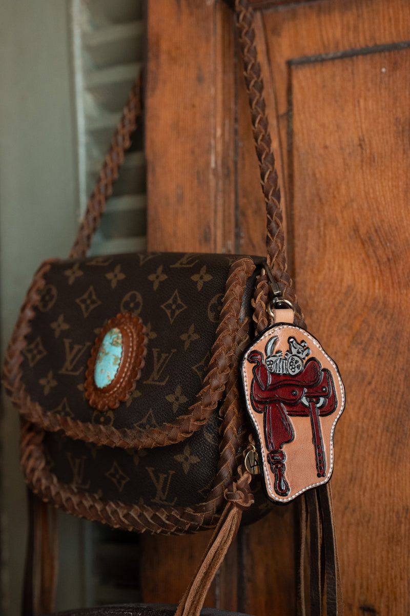 JRW Leather Brown Saddle Armadillo Bag Charm