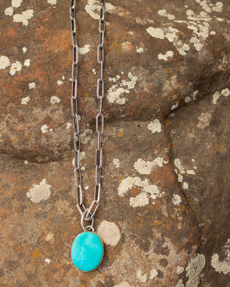 Hallett Peak Manassa Turquoise Oval Handmade Chain Necklace