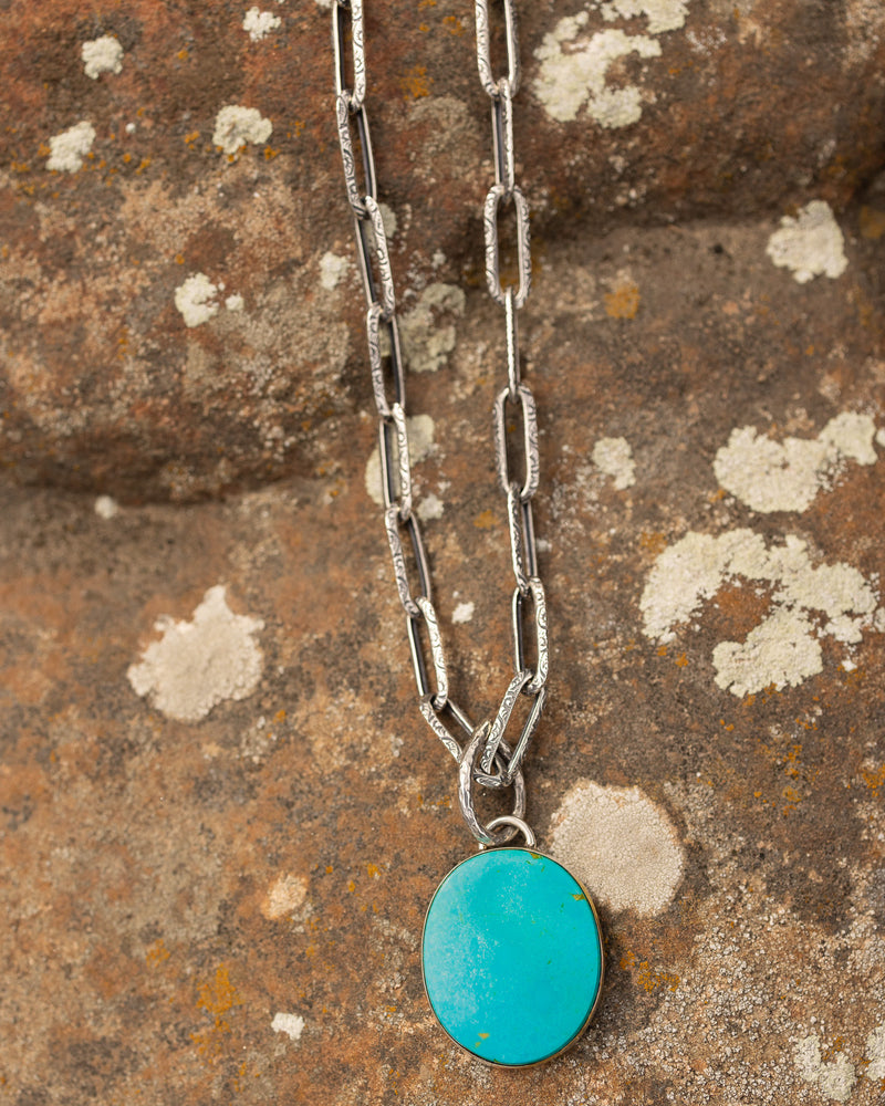 Hallett Peak Manassa Turquoise Oval Handmade Chain Necklace