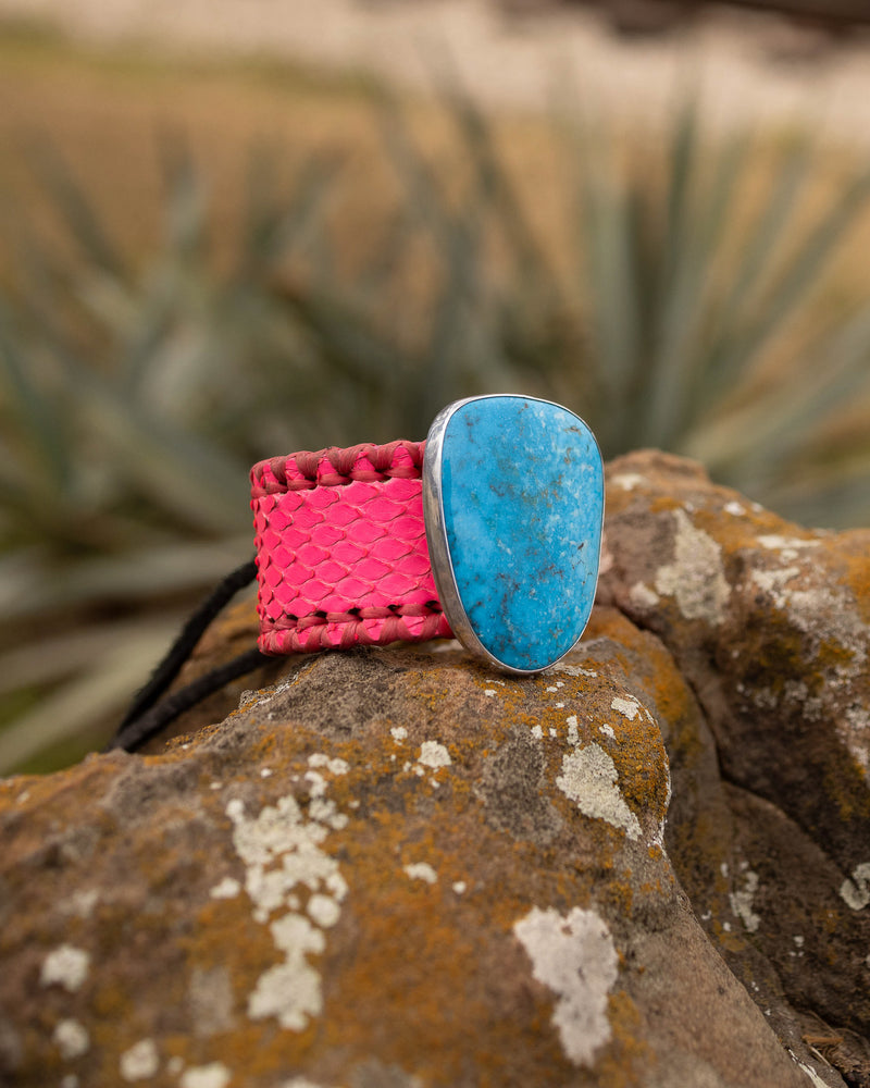 Hallett Peak Pink Python Turquoise Sterling Silver Cuff