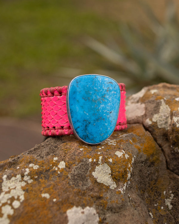 Hallett Peak Pink Python Turquoise Sterling Silver Cuff