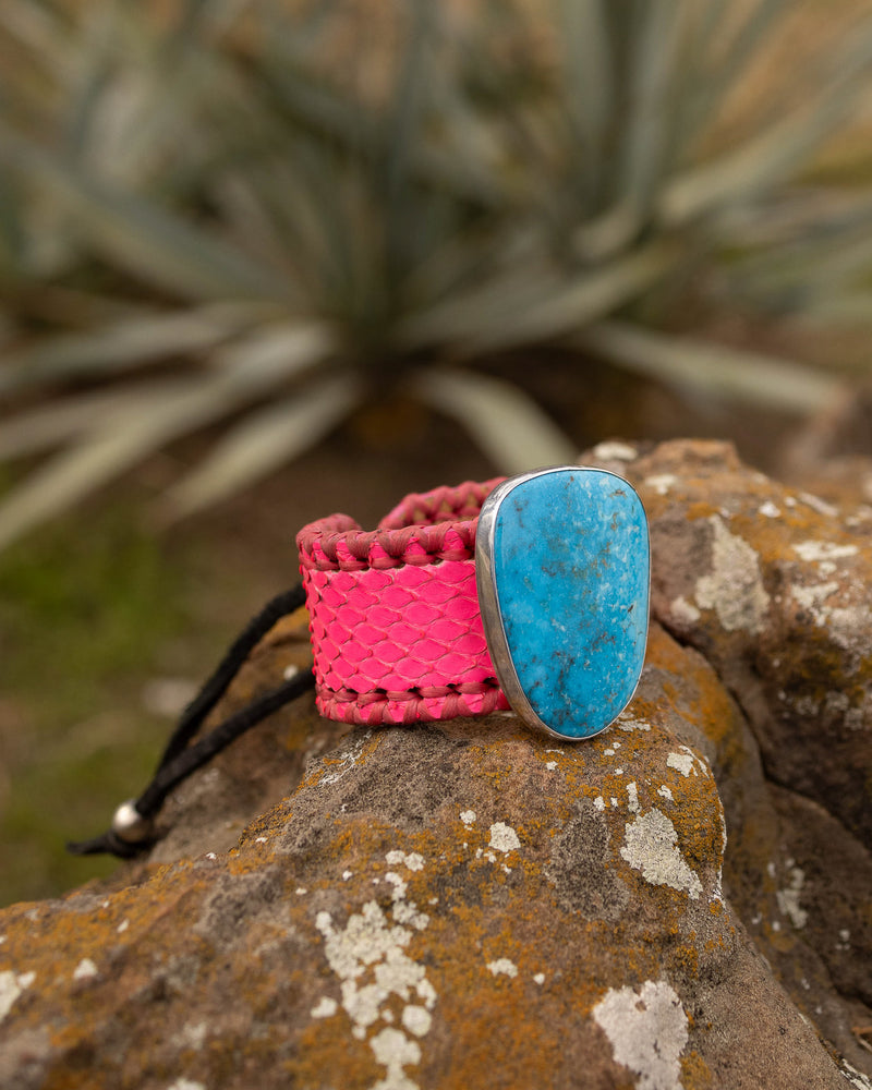 Hallett Peak Pink Python Turquoise Sterling Silver Cuff