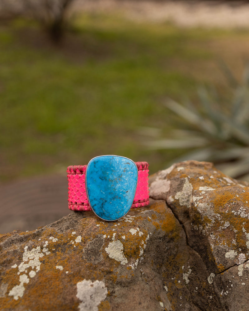 Hallett Peak Pink Python Turquoise Sterling Silver Cuff