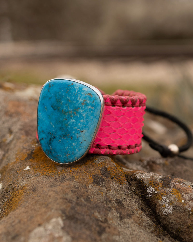 Hallett Peak Pink Python Turquoise Sterling Silver Cuff