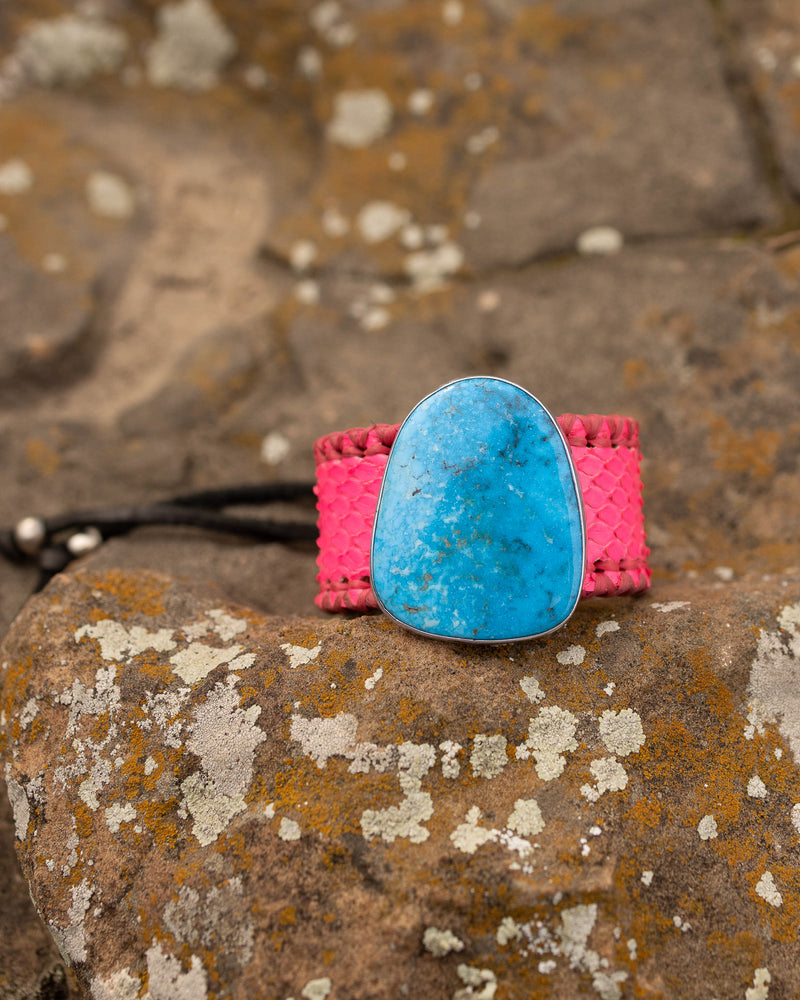 Hallett Peak Pink Python Turquoise Sterling Silver Cuff