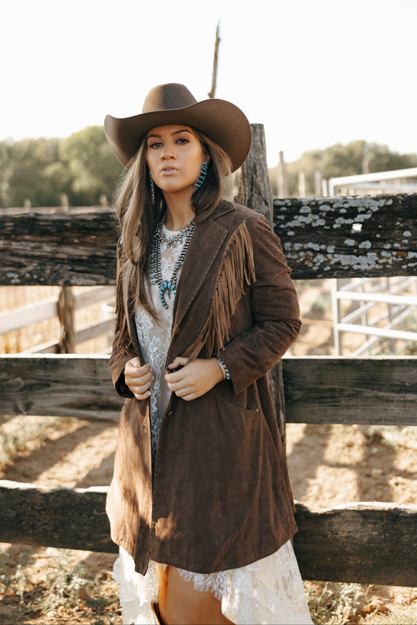 Scully Chocolate Fringe 3/4 Suede Jacket 
