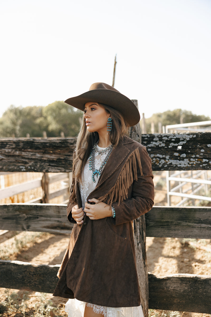 Scully Chocolate Fringe 3/4 Suede Jacket 