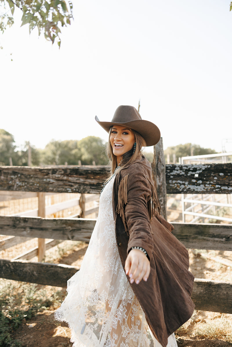 Scully Chocolate Fringe 3/4 Suede Jacket 