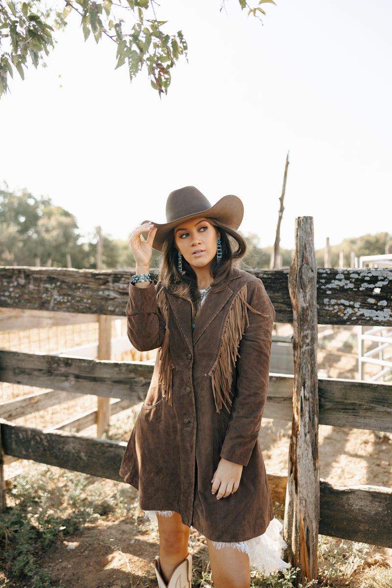 Scully Chocolate Fringe 3/4 Suede Jacket 