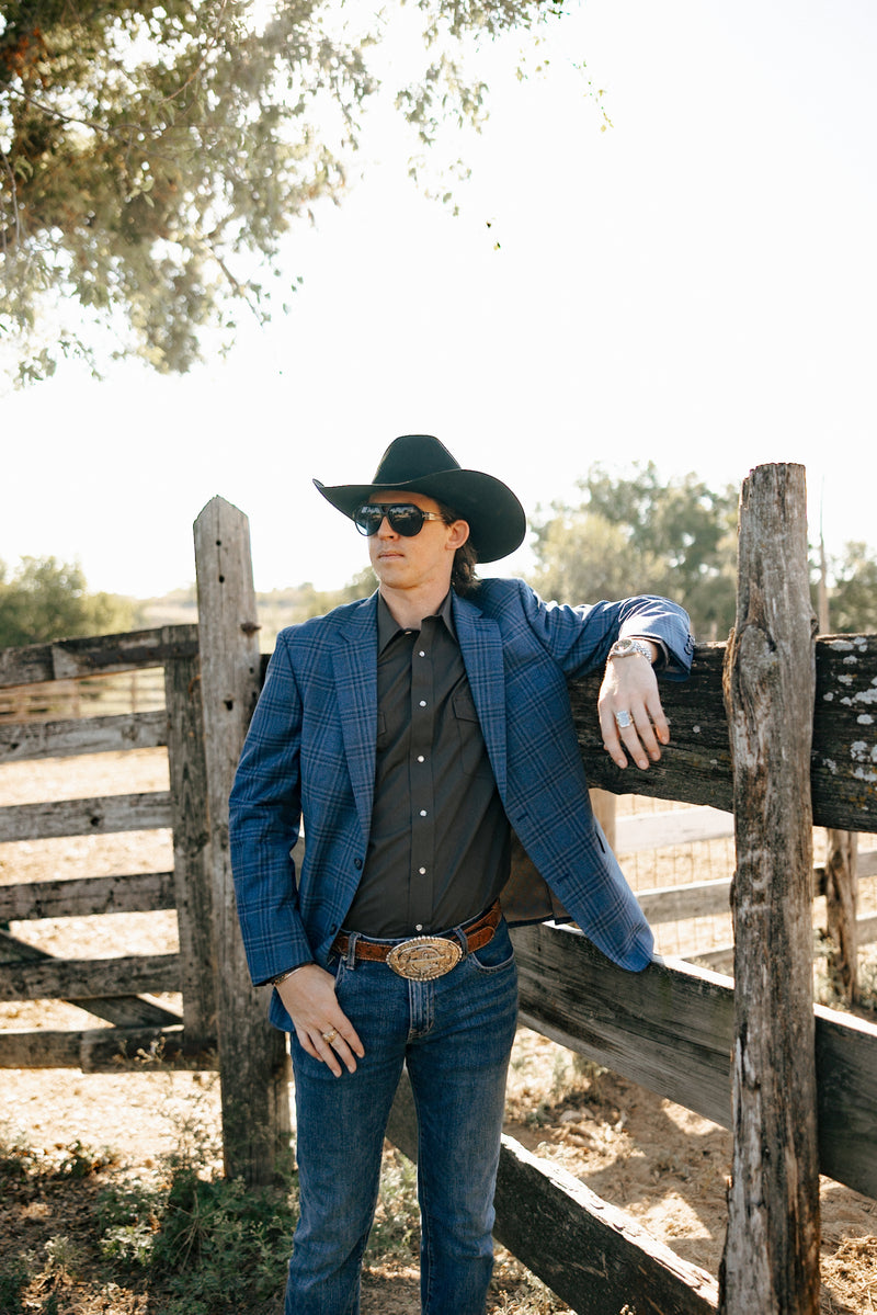 Maverick Exclusive Blue Brown Window Sport Coat 